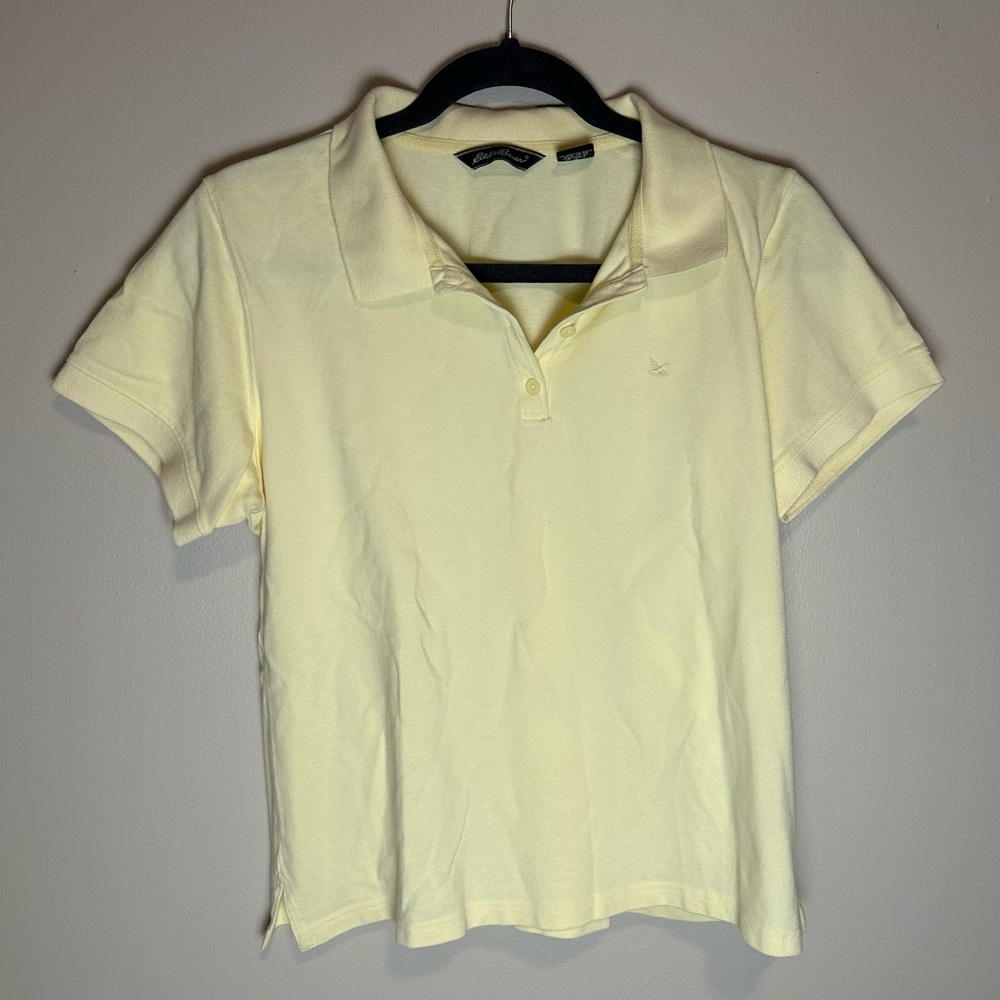 Eddie Bauer light yellow polo shirt